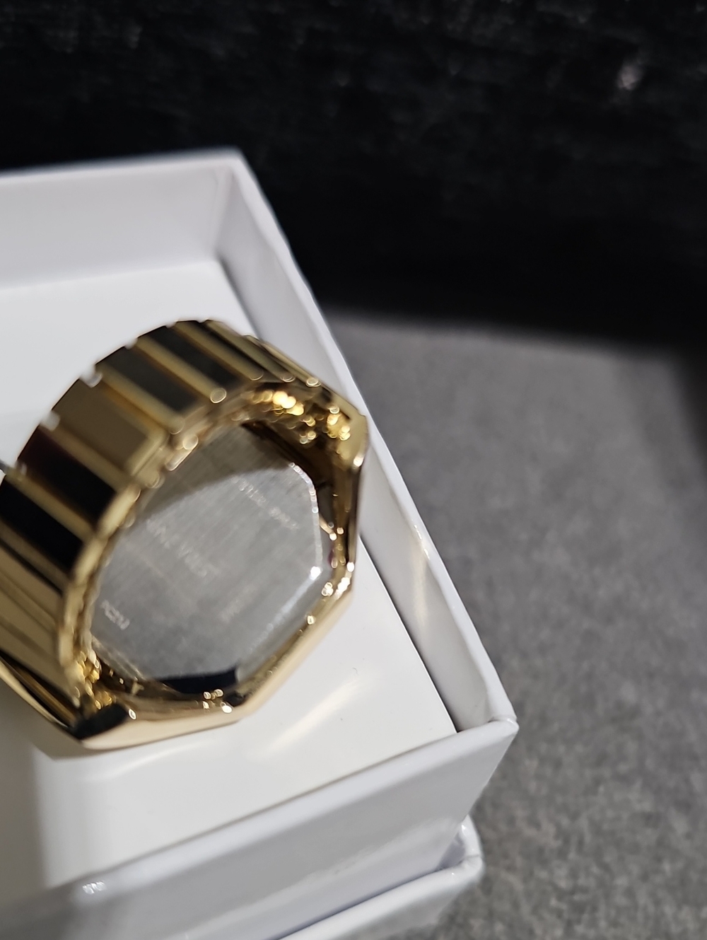 NWT Nine West Ring Watch Octagonal Gold Tone Stretch - Picture 5 of 7